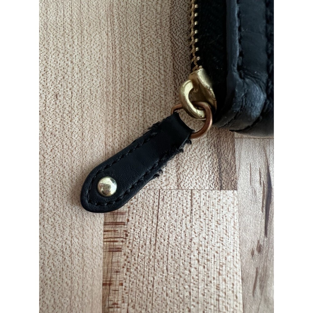 Coach Black Leather Buckle Accordion Checkbook Wallet Coin Zip Credit Card Slots - Picture 8 of 8
